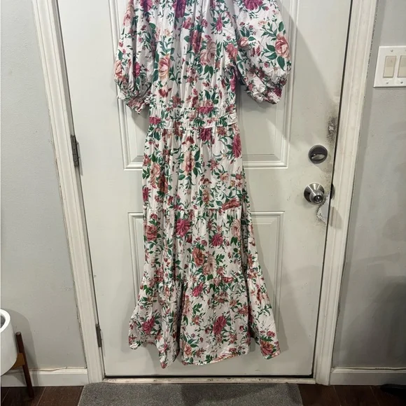 Anthropologie Somerset Floral Maxi Dress in White, Pink & Green Size M - Picture 5 of 7